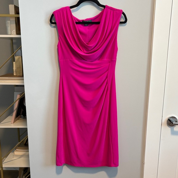 Lauren Ralph Lauren Dresses & Skirts - Lauren Ralph Lauren Bold Pink Midi Dress with Cowl Neck